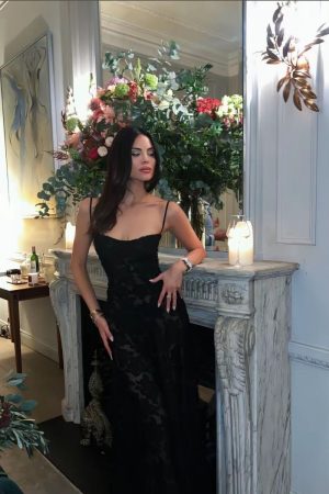 French-style lace strap dress.