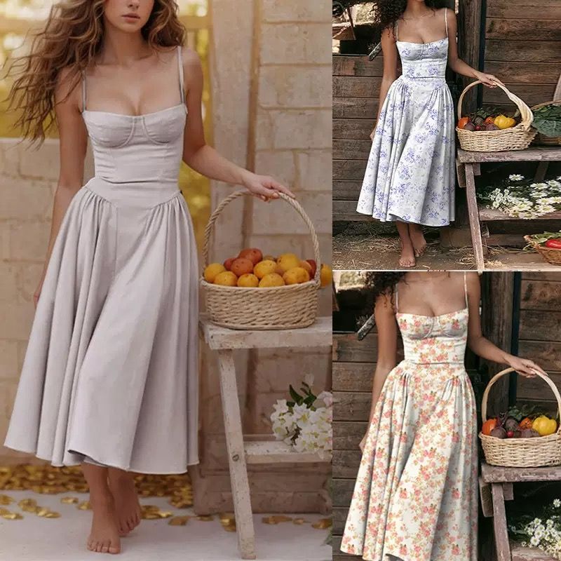 French retro-style strap dress