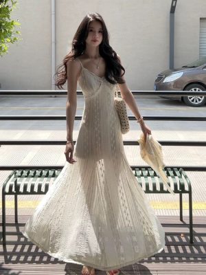French lace strap dress
