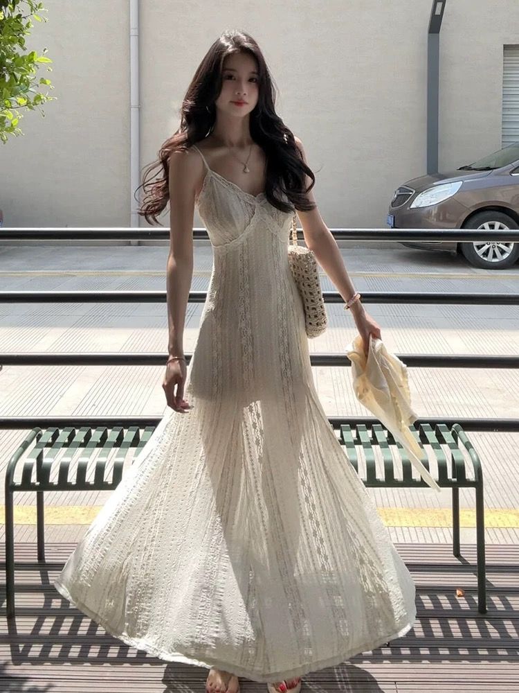 French lace strap dress
