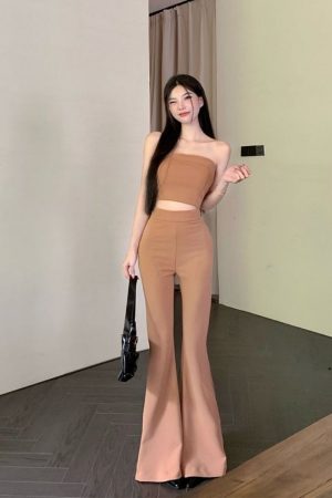 Two-piece set featuring a vest and flared pants.