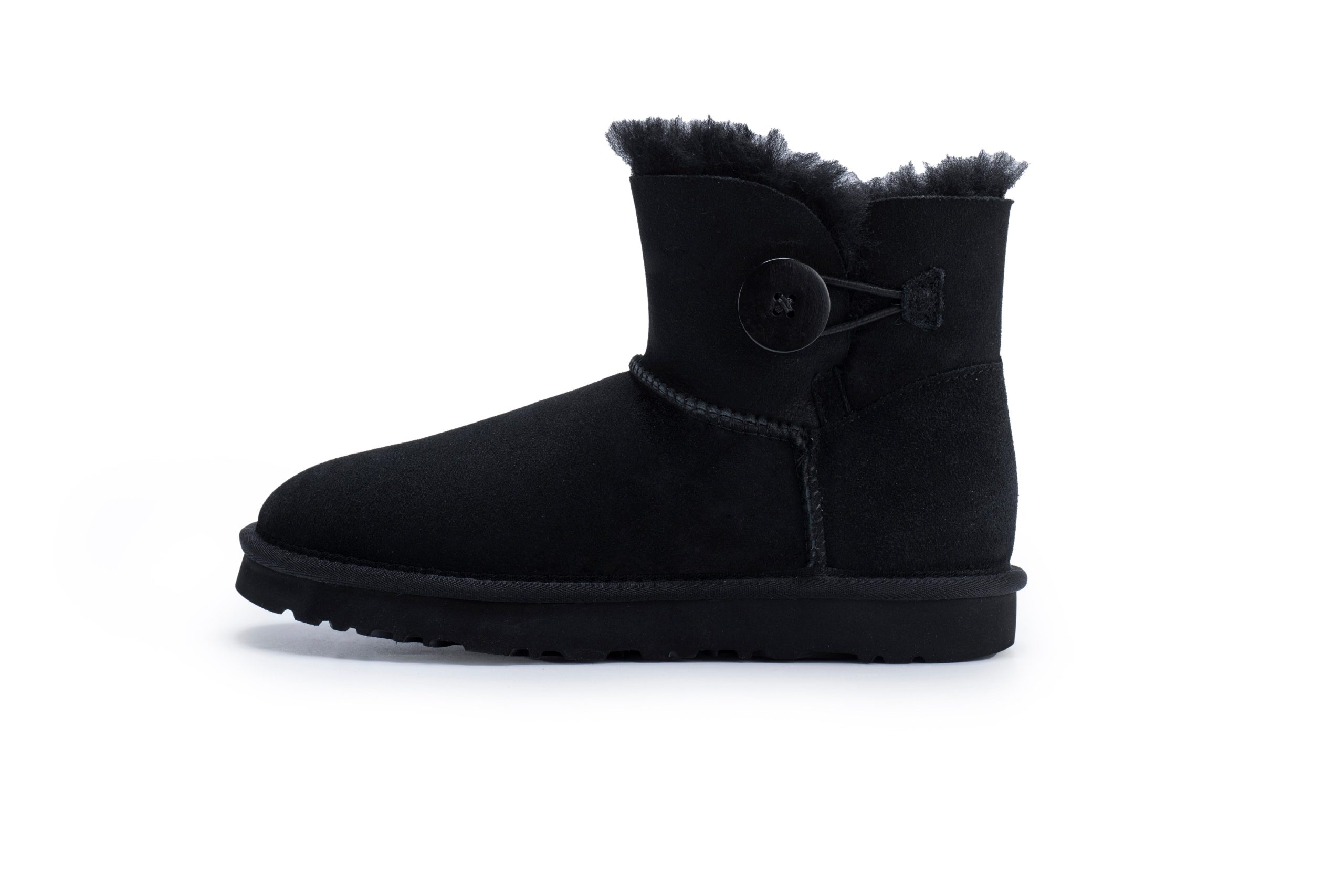 Wood Button Normal Tube Sheepskin Boots