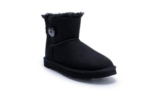 Wood Button Normal Tube Sheepskin Boots