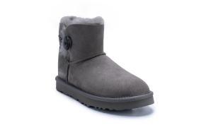 Wood Button Normal Tube Sheepskin Boots